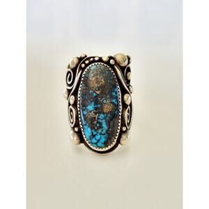 Vintage Lorenzo Bill Navajo Sterling Silver Turquoise Men's Ring